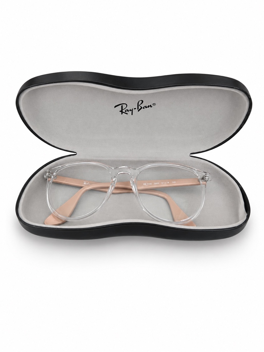 Authentic Ray-Ban RB7046 5953 Clear Crystal Pink Eyeglasses 51-18-140 w/ Case